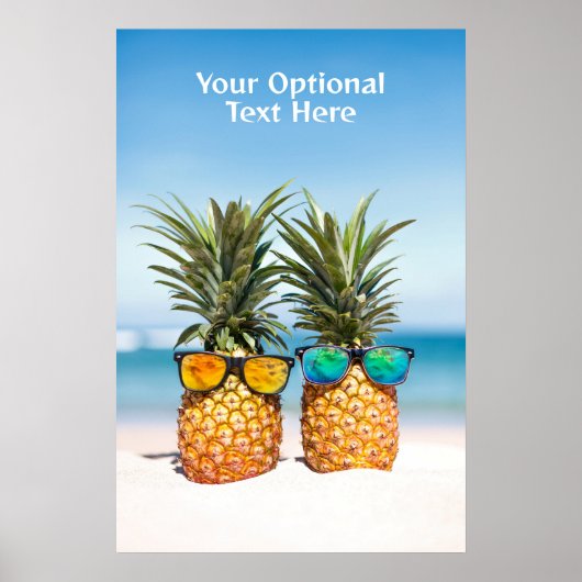 Angepasste Text-Beach-Ananas Poster (Vorne)