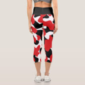 Angepasste Trendrote Schwarze Kuh Print Capri Leggings (Rückseite)