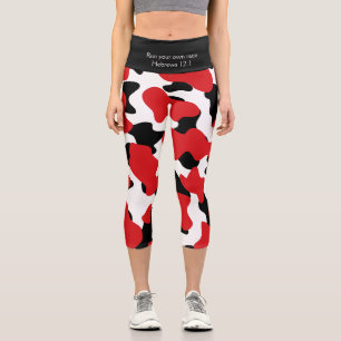 Angepasste Trendrote Schwarze Kuh Print Capri Leggings