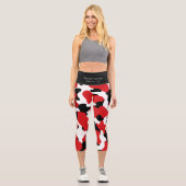 Angepasste Trendrote Schwarze Kuh Print Capri Leggings (Vorderseite)