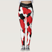 Angepasste Trendrote Schwarze Kuh Print Leggings (Vorderseite)