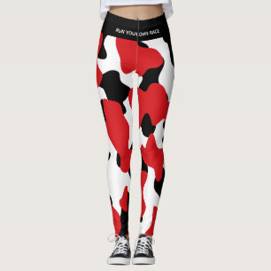 Angepasste Trendrote Schwarze Kuh Print Leggings