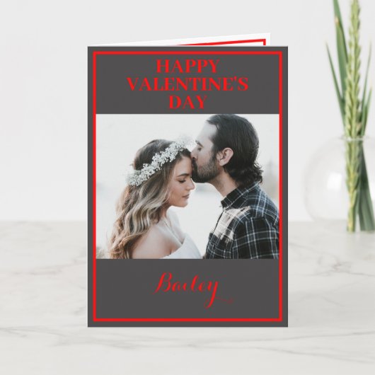 Angepasste Valentintagskarte mit zwei Fotos Karte (Vorderseite)