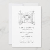 Angepasste Venue-Illustration Save the Date mit QR Einladung (Vorderseite)