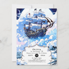 Angepasste verzauberte Schiffspiegelung zum Geburt Einladung