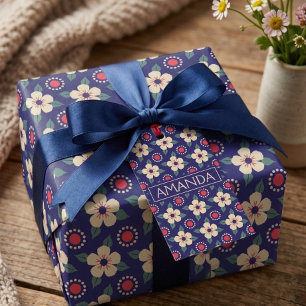 Angepasste Vintage florale Geschenkmarke mit dem N Geschenkanhänger
