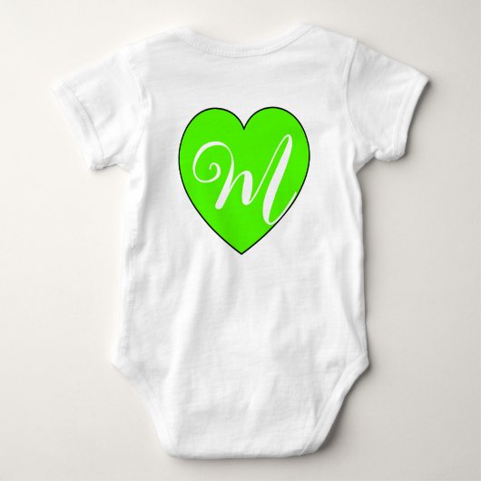 Angepasste Vorder- und Rückseite (Name und Anfangs Baby Strampler (Rückseite)