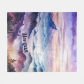 Angepasste Wasserfarbenwelt Nebel Landschaft Fleecedecke (Vorderseite (Horizontal))