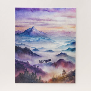 Angepasste Wasserfarbenwelt Nebel Landschaft Puzzle