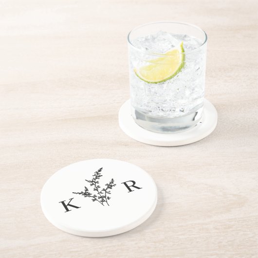 Angepasste Wedelmonogrammname Etched-Blume Getränkeuntersetzer (Seite)