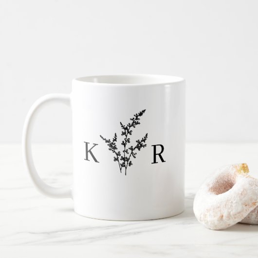 Angepasste Wedelmonogrammname Etched-Blume Kaffeetasse (Mit Donut)
