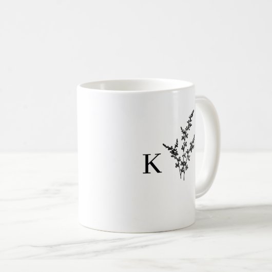 Angepasste Wedelmonogrammname Etched-Blume Kaffeetasse (VorderseiteRechts)