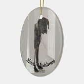 Angepasste Weihnachten traurig aussehen Großer Dan Keramikornament (Links)