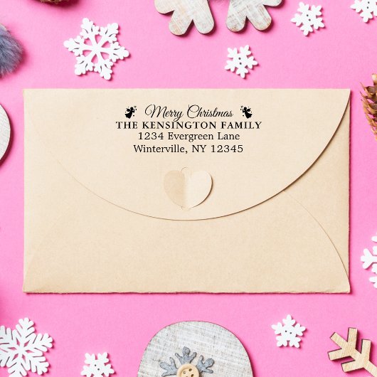 Angepasste Weihnachts-Familienadresse mit Glocken Permastempel