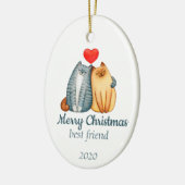 Angepasste Weihnachts Niedliche Katzen Bester Freu Keramik Ornament (Links)