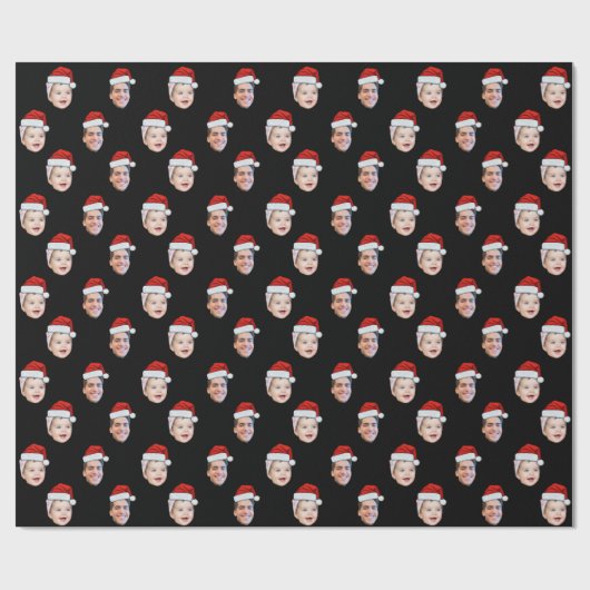 Angepasste Weihnachtsmannmütze mit zwei Fotos Geschenkpapier (Flach)