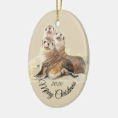 Angepasste Weihnachtswasserfarben Siegel Keramikornament (Links)