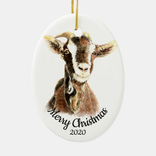 Angepasste Weihnachtswasserziegenfarm Keramik Ornament (Hinten)