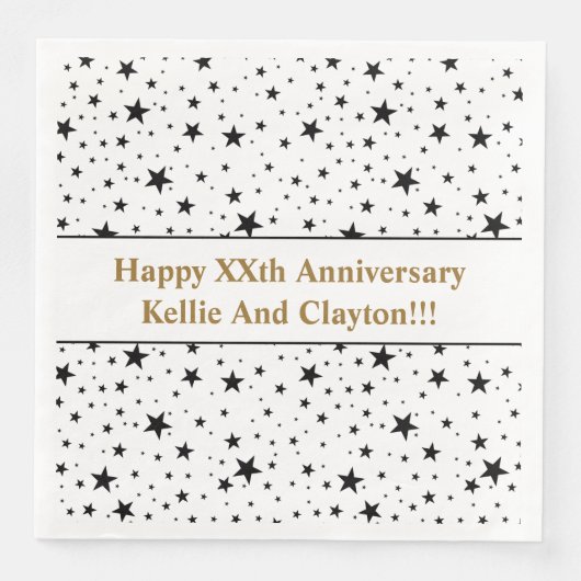Angepasste Weiß/Schwarze Sterne Hochzeitstag Serviette (Vorderseite)