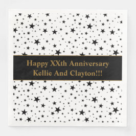 Angepasste Weiß/Schwarze Sterne Hochzeitstag Serviette