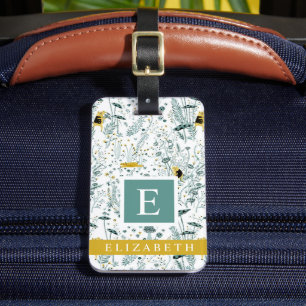 Angepasste Weiße Florale Grüne Gelbe Blumen Gepäckanhänger