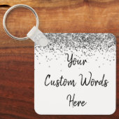 Angepasste Wörter hier Weiß und Silber Personalisi Schlüsselanhänger (Vorderseite)