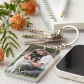 Angepasste Zwei-Foto- und Text-Schlüsselanhänger Schlüsselanhänger (Vorderseite rechts)