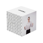 Angepasster Binärkode für Computer mit zwei Fotos Würfel (Rückseite Schrägansicht)