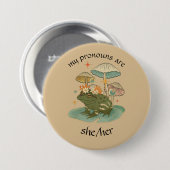Angepasster Cottagecore-Frosch-Pronomen Button (Vorne & Hinten)