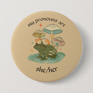 Angepasster Cottagecore-Frosch-Pronomen Button