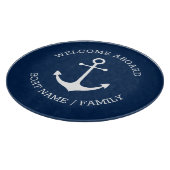 Angepasster Empfang an Bord nautischer Anker blau Schneidebrett (Ecke)