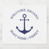 Angepasster Empfang an Bord nautischer Ankernacht  Schaumweinetikett (Einzelnes Label)