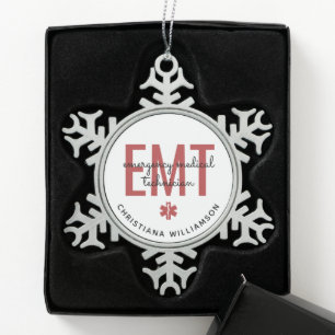Angepasster EMT Mediziner Schneeflocken Zinn-Ornament