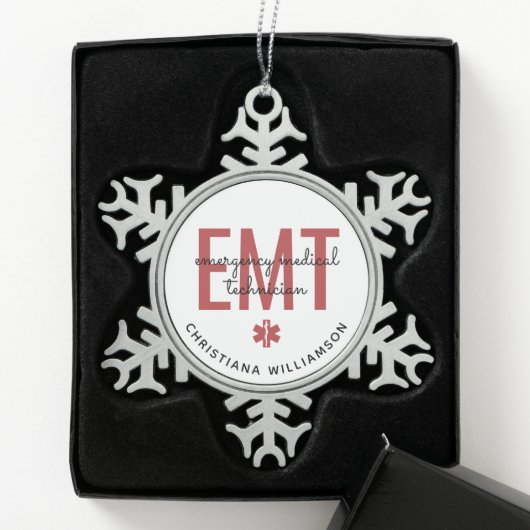 Angepasster EMT Mediziner Schneeflocken Zinn-Ornament (Box)