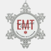Angepasster EMT Mediziner Schneeflocken Zinn-Ornament (Vorderseite)