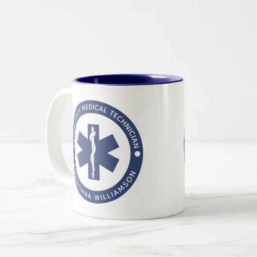 Angepasster EMT-Symbol Notmediziner Zweifarbige Tasse (Vorderseite Links)