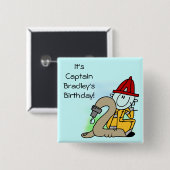 Angepasster Feuerwehrmann 2. Geburtstag Button (Vorne & Hinten)