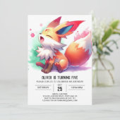 Angepasster Fox Geburtstag Einladung (Stehend Vorderseite)