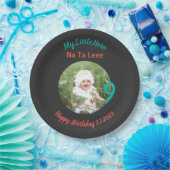 Angepasster Geburtsname mit Foto Pappteller (Party)