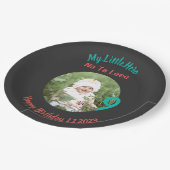 Angepasster Geburtsname mit Foto Pappteller (Schrägansicht)