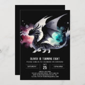 Angepasster Geburtstag des verzauberten Drachen Einladung (Vorne/Hinten)