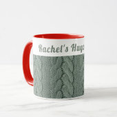 Angepasster gemütlicher, grüner Winter | Hugs & Ho Tasse (Vorderseite Links)