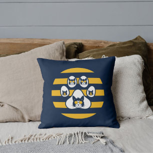 Angepasster Gold Navy Blau Katzenpfote Vintage Son Kissen