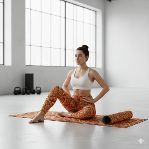 Angepasster Golden Red Ornate: Opulente Activewear Leggings