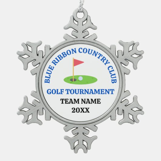Angepasster Golfplatz oder Country Club Schneeflocken Zinn-Ornament (Vorderseite)