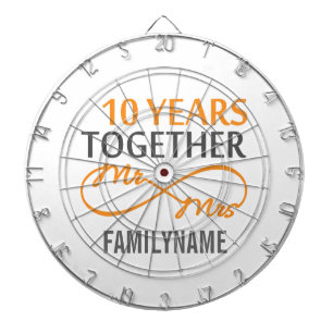 Angepasster Herr und Frau 10. Jahrestag Dartscheibe