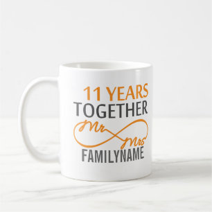 Angepasster Herr und Frau 11. Jahrestag Kaffeetasse