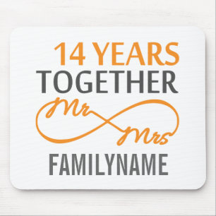 Angepasster Herr und Frau 14. Jahrestag Mousepad