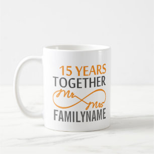Angepasster Herr und Frau 15. Jahrestag Kaffeetasse