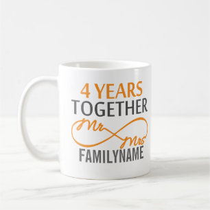 Angepasster Herr und Frau 4. Jahrestag Kaffeetasse